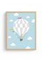 Natural Wood Framed Children's Themed Balloon Painting - Vibrant Colors |   Huhu1631 - Single Table Natural Wood Frame - 2