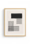 Natural Wood Framed Minimal Line Art Patterned Painting - Abstract |   Huhu1566 - Single Table Natural Wood Frame - 2