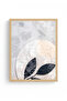 Natural Wood Framed Minimal Leaf Pattern Painting - Pastel Tones |   Huhu1281 - 2