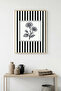 Natural Wood Framed Flower Patterned Painting - Black and White |   Huhu1343