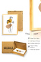 Natural Wood Framed Minimal Floral Pattern Painting - Vibrant Tones |   Huhu1612 - Single Table Natural Wood Frame - 3