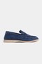 Nada Navy Blue Genuine Suede Leather Flat Sole Women's Loafer - 5
