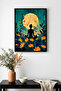 Natural Wood Framed Floral Pattern Painting - Vibrant Tones |   Huhu1258