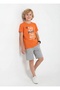 The More Print Detailed Capri Round Neck Summer Boys' Top and Bottom Set - 3
