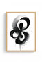 Natural Wood Framed Abstract Black and White Patterned Painting - Modern |   Huhu1204 - 2