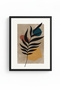 Natural Wood Framed Minimal Leaf Pattern Painting - Vibrant Tones |   Huhu1327 - 2