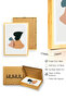 Natural Wood Framed Minimal Leaf Pattern Painting - Pastel Tones |   Huhu1518 - 3