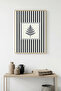 Natural Wood Framed Leaf Patterned Painting - Black and White Lines |   Huhu1342