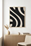 Natural Wood Framed Geometric Patterned Painting - Black-White |   Huhu1008