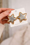 Gold Framed Star Design Large Size Earrings (Tarnish Resistant, Allergy-Free 316 Steel)