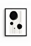 Natural Wood Framed Abstract Geometric Pattern Painting - Black-White |   Huhu1201 - 2
