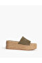 SUEDE WEDGE MULE IN KHAKI