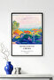 Natural Wood Framed Abstract Landscape Painting - Vibrant Tones |   Huhu1148 - Single Table Natural Wood Frame