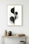 Natural Wood Framed Minimal Black and White Patterned Painting - Modern |   Huhu1221