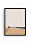 Minimal Beach Scenery Painting with Black Wooden Frame - Pastel Tones |   Huhu1335 - Single Table Black Frame - 2