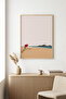 Minimal Beach Scenery Painting with Natural Wooden Frame - Pastel Tones |   Huhu1335 - Single Table Natural Wood Frame