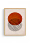 Natural Wood Framed Geometric Pattern Painting - Vibrant Tones |   Huhu1625 - Single Table Natural Wood Frame - 2