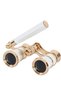 Exquisite Embroidered, Theater / Opera Binoculars 3x25 Solid Brass Metal Coated Retro White