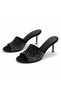 Women's Satin Stone Detailed Heeled Slippers – Special Occasion & Event Slippers
