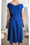 Women's Off-Shoulder Pleated Crepe Midi Dress 31247 - 2