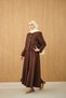 Women's Pleated Detailed Gold Button Detail Skirt Suit Brown - 4