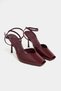 Kahla Burgundy Patent Leather Ankle Strap Open Toe Detail Women's Heeled Shoes - 4