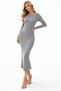 Women's Anthracite Midi Long Sleeve Flutted Dress