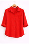 3-Piece Set of Brown, Yellow, and Red Oversize Linen Textured 100% Cotton Single-Pocket Comfortable Shirts - 4