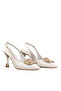 Women's Metal Buckle Detailed Medium Heel Stiletto - 2
