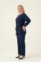 Women's Navy Blue Large Size Sequin Detailed Pants Blouse Evening Dress Set Hzl26W-Pr10011 - 5