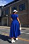 Short Sleeve Pleated Long Janjan Crepe Dress - 5