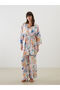 Peak New Season Shawl Collar Patterned Oversize Women's Kimono - 2