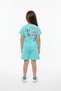 Girl's 2-Piece Shorts Set Crew Neck Drop Shoulder Short Sleeve Printed T-Shirt - Elastic Waist - 4