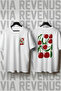 Cherry Front and Back Printed Crew Neck Loose Fit 100% Cotton Unisex Tshirt