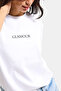 تي شيرت نسائي أبيض s6-127 كبير الحجم مطبوع عليه Glamour مصنوع من القطن بنسبة 100% - 3