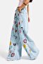 Women's Ice 11S6-3 Palazzo Fit Rose Flower Embroidery Detailed Special Design Denim Jean - 2
