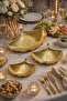 3-Piece Gold Metal Leaf Presentation Set – Decorative Snack Bowl, Turkish Delight Bowl, Stylish Coffee Side Presentation Plate - 3