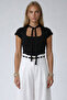 Black Square Neck Halter Scuba Blouse Alc-X15451 - 5