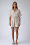 Vanilla Shirt Collar Double Pockets Sofia Linen Shorts Jumpsuit Alc-X11611 - 3