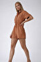 Cinnamon Shirt Collar Double Pockets Sofia Linen Shorts Overalls Alc-X11611 - 3