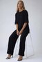 Black Crew Neck Lace Detailed Oversize Wrinkled Blouse and Wide Leg Pants Set Alc-X15453