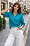 Women's Double-Breasted Collar Half Placket Buttoned Blouse - 5