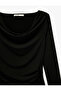 Sandy Fabric Long Sleeve Degaje Collar T-Shirt - 4