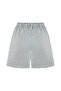 Women's Ecru Cotton Striped Mini Shorts with Tie Detail - 5