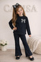 Girl's Black Leopard Bow Detailed Lycra Set 2-12 Years |   Bottom and Top Set Comfortable Stylish Daily Wear - 2