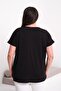 Women's Plus Size Black-Brown, V-Neck, Low Sleeve, Shoulder Stone Detailed Blouse 65N39444 - 6
