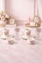 2-Person Porcelain Ribbon Cup Set and 2 Porcelain Ribbon Turkish Delight Bowls and 2 Glass Cups - 2