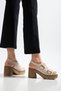 Heeled Beige Suede Women's Double Buckle Sandals - 3