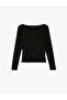 Sandy Fabric Long Sleeve Degaje Collar T-Shirt - 3