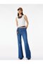 Slim Fit Pocket Detailed Buttoned Spanish Flare Denim Trousers - Flare Jeans - 3